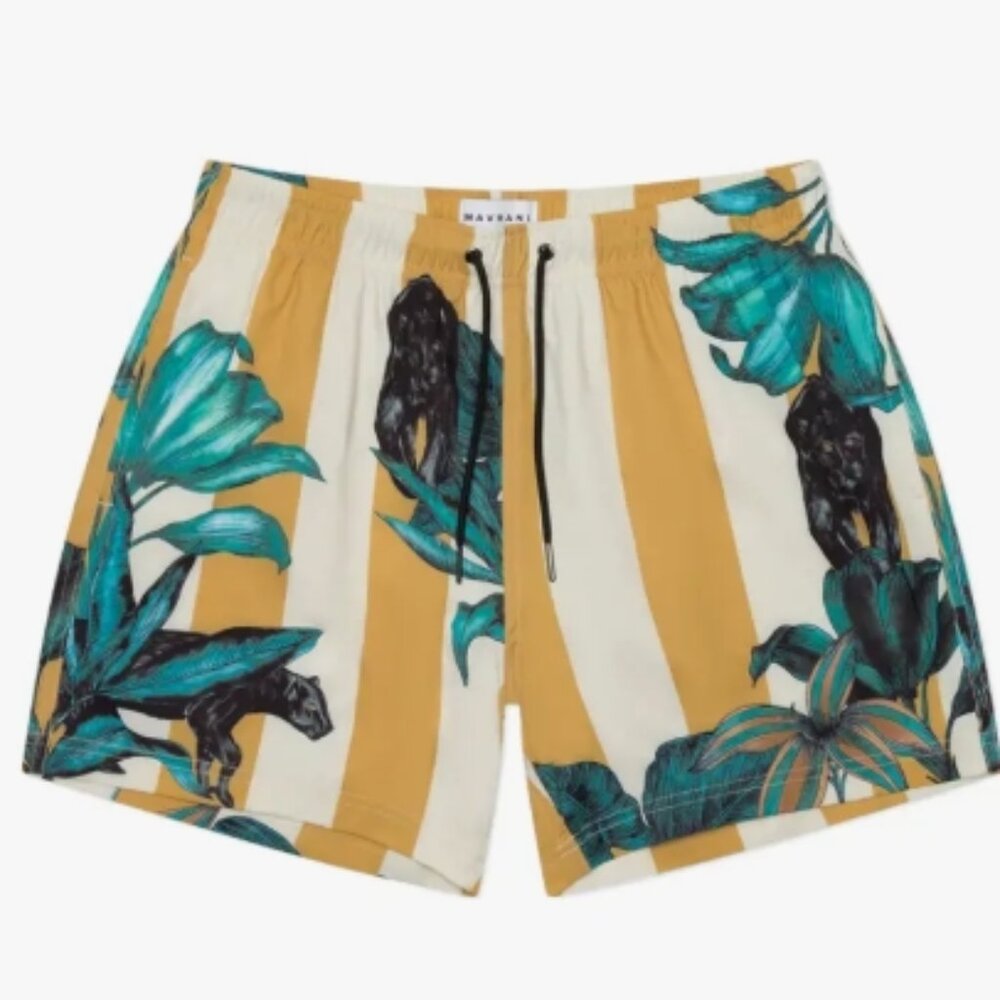 Mavrans Pantera Swim Shorts XXXL 3XL Yellow Tropical Gorilla Print Mesh Brief